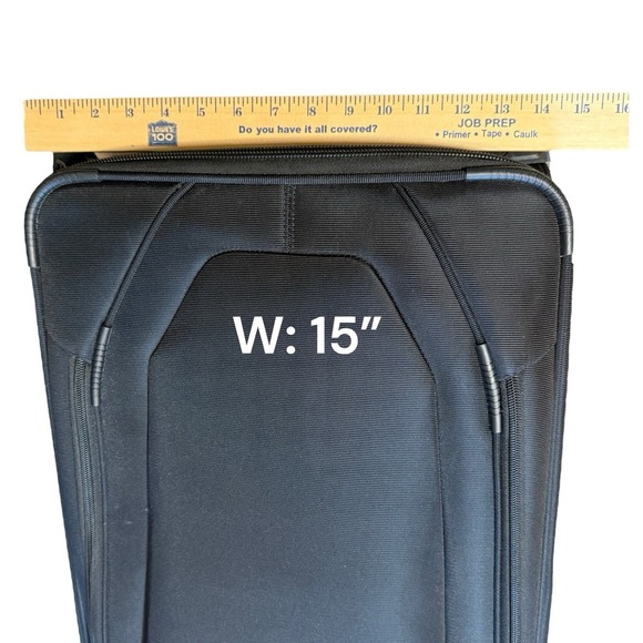 Travelpro Luggage Black 4 Wheels Powerscope Leather Handle Canvas Carry On Bag - Picture 8 of 16